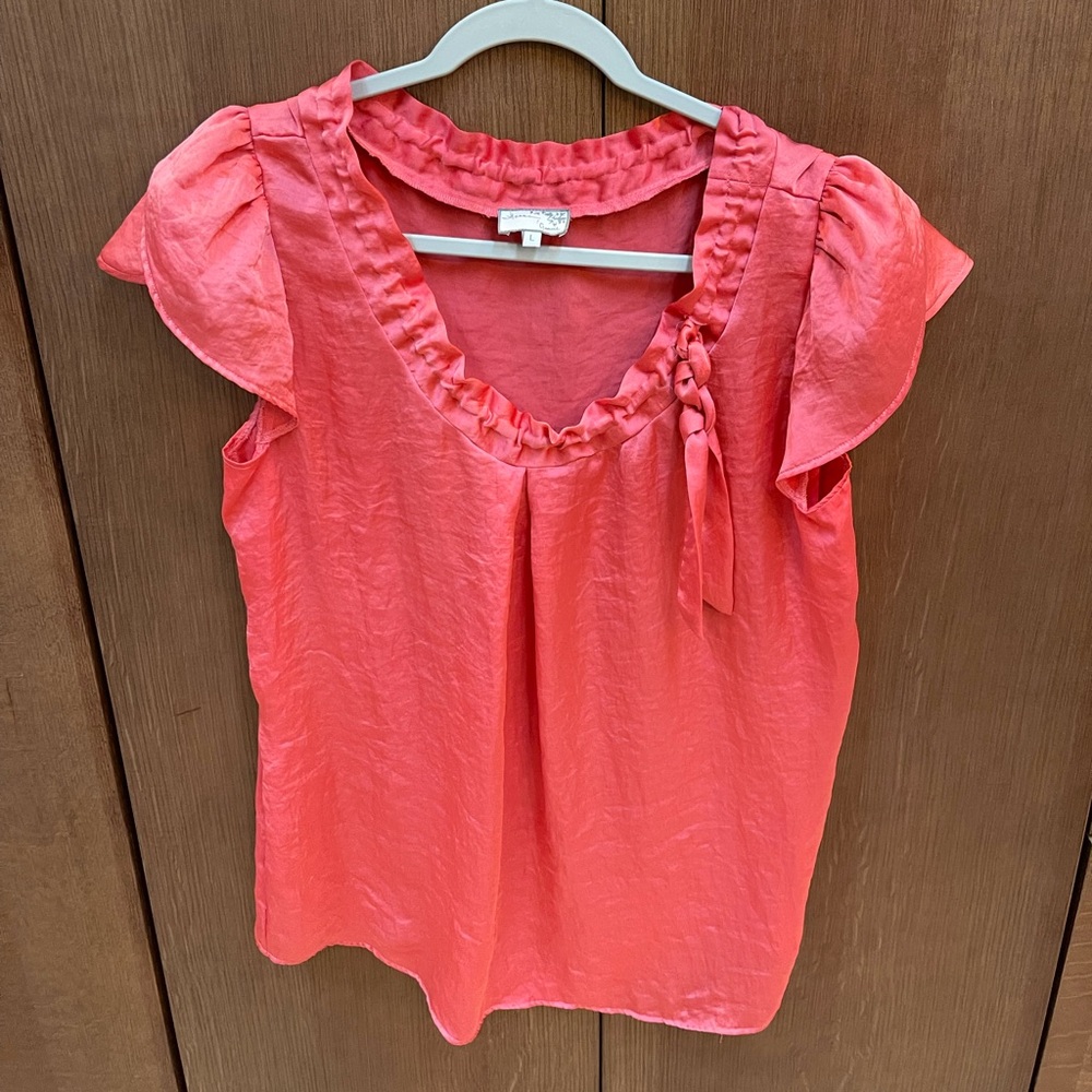 Hanna & Gracie coral dress blouse. Size Large.